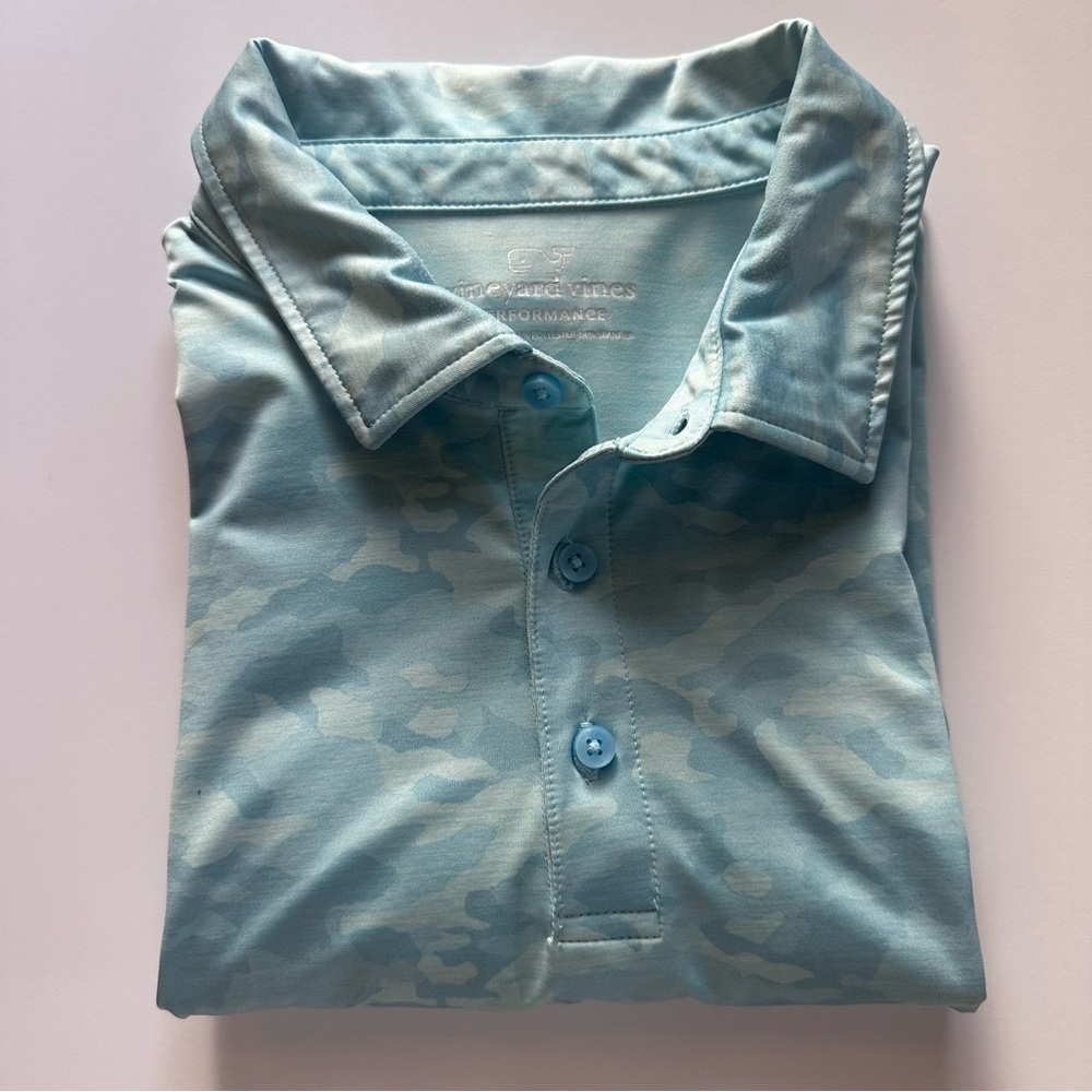 Vineyard Vines Mens Performance Watercolor Camo Short Sleeve Golf Polo Large